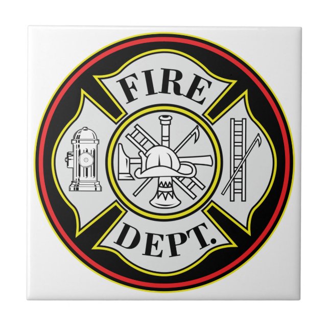Fire Department Round Badge Ceramic Tile (Front)