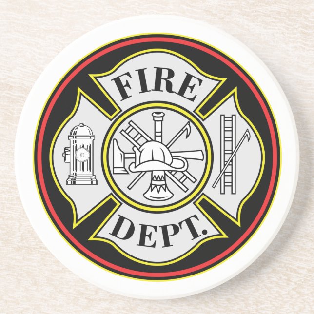 Fire Department Round Badge Coaster (Front)