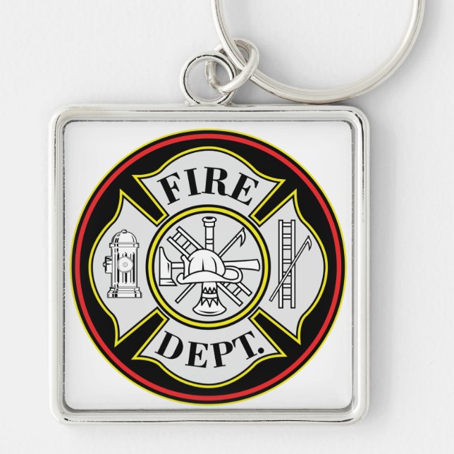 Fire Department Round Badge Key Ring (Front)