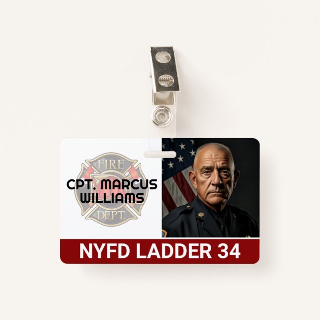Fire Department | Senior Rank Member ID Badge (Front with Clip)