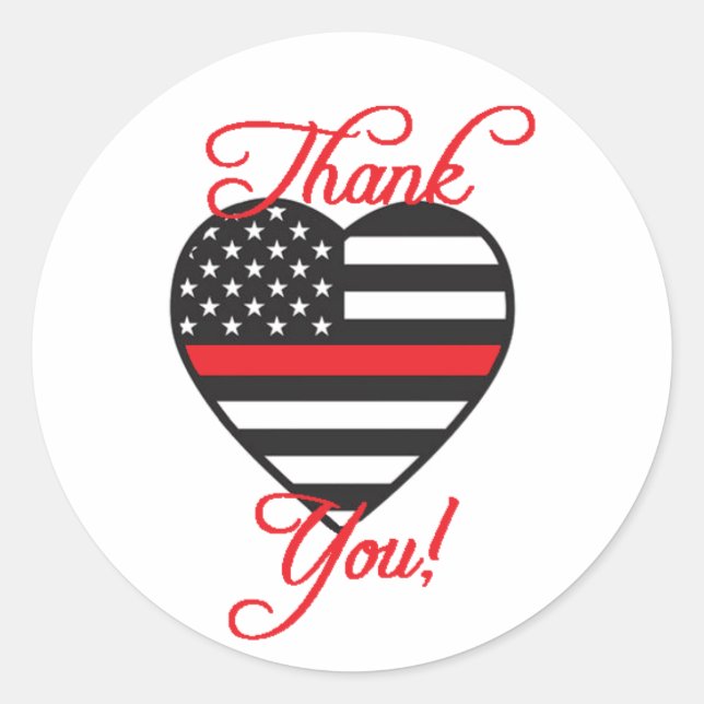 Fire Department Thank You Heart Classic Round Sticker (Front)