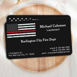 Fire Department Thin Red Line Premium Firefighter Business Card