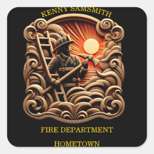 Fire Departments Badge Of Everyday Heroes Square Sticker