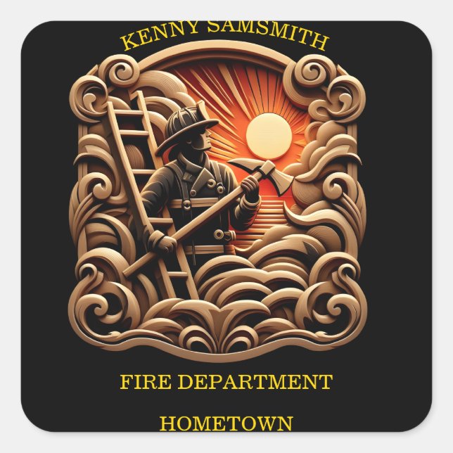 Fire Departments Badge Of Everyday Heroes Square Sticker (Front)