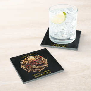 Fire Departments Badge of protecting the community Glass Coaster