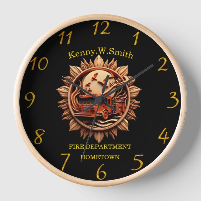 Fire Departments Badge radiating prestige, Honour Clock (Front)