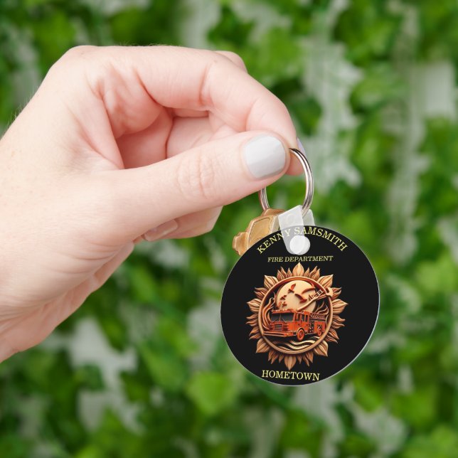 Fire Departments Badge radiating prestige, Honour Key Ring (Hand)
