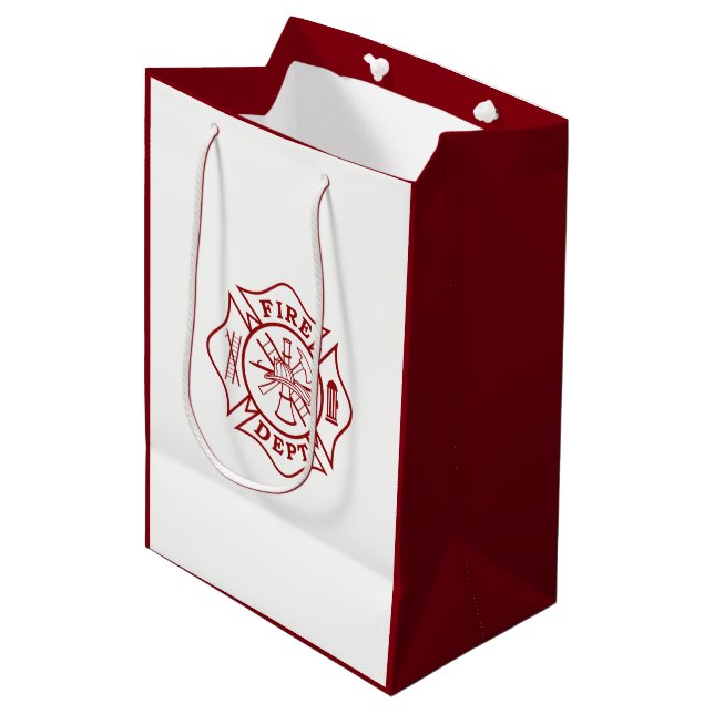 Fire Dept / Firefighter Maltese Cross Gift Bag (Front Angled)