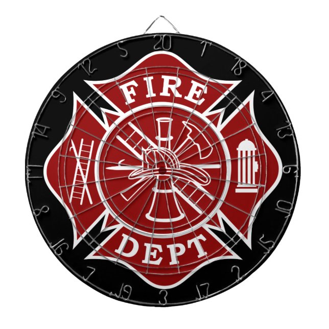 Fire Dept / Firefighter Metal Cage Dartboard (Front)