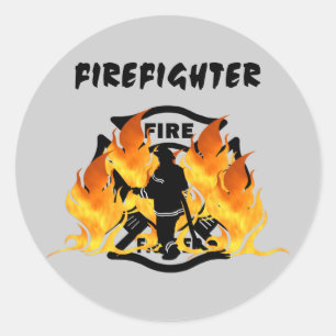Fire Dept Flames Classic Round Sticker
