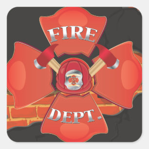 Fire Dept Logo Square Sticker
