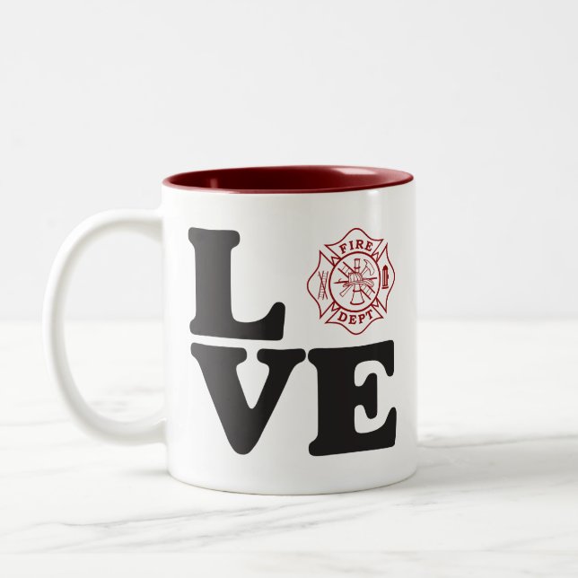 Fire Dept "LOVE" Two Tone Coffee Mug (Left)