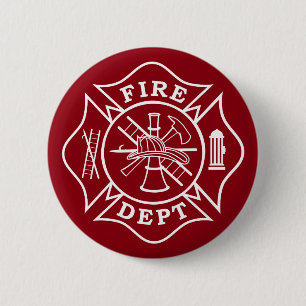 Fire Dept Maltese Cross, 2¼In. Round Button