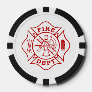 Fire Dept Maltese Cross Clay Poker Chips