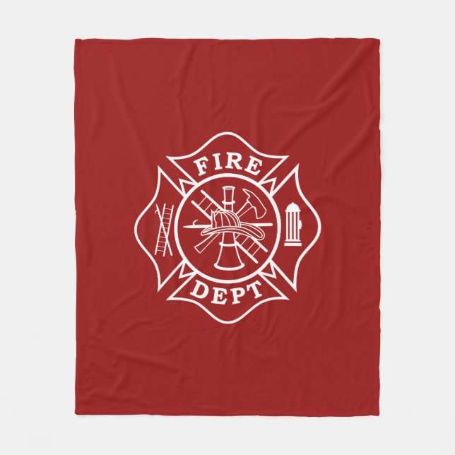 Fire Dept Maltese Cross Medium Fleece Blanket (Front)