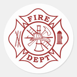 Fire Dept Maltese Cross Round Sticker