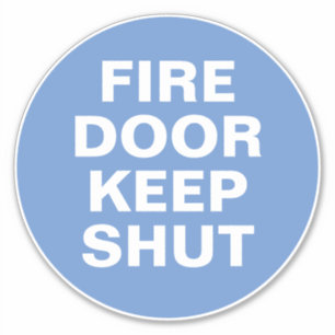 Fire Door Sign - Blue & White Sign Sticker