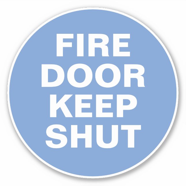 Fire Door Sign - Blue & White Sign Sticker (Front)