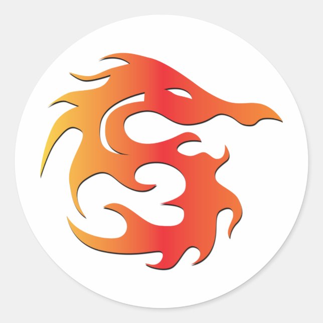 Fire Dragon Classic Round Sticker (Front)