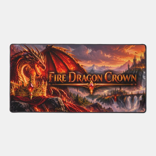 Fire Dragon Crown Fantasy Dragon Deskmat (Front)
