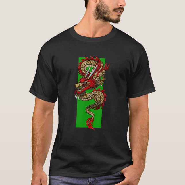 Fire Dragon Green Sky T-Shirt (Front)