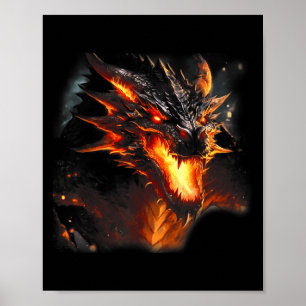 Fire Dragon Head Mythical Dragon Love Breathing Fi Poster