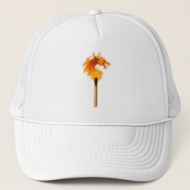 Fire Dragon Matchstick Trucker Hat (Front)