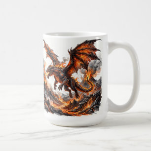 Fire Dragon Mug   Flaming Dragon Accent Coffee Mug