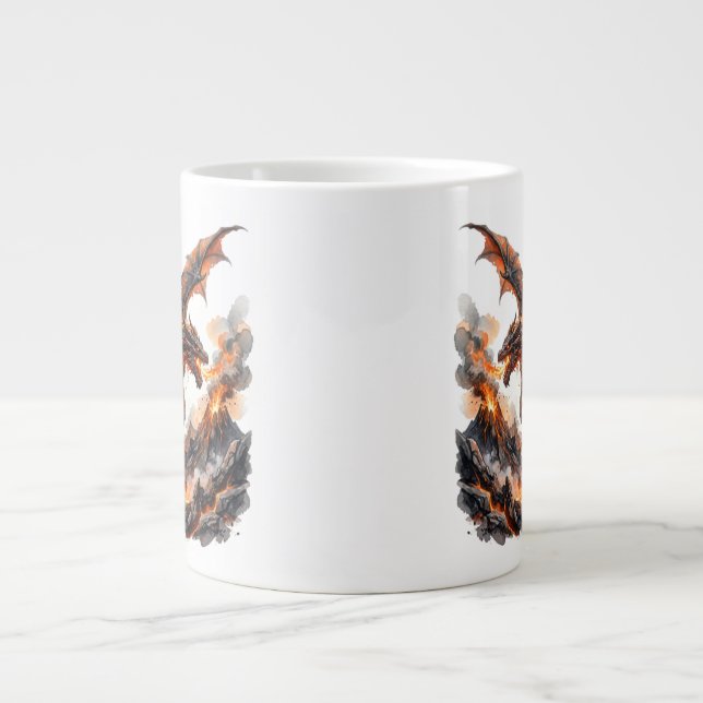 Fire Dragon Mug | Flaming Dragon Accent Coffee Mug (Front)