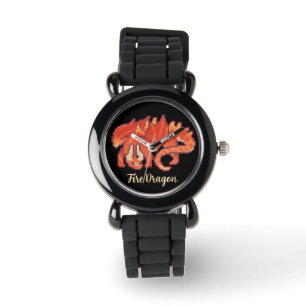 Fire Dragon pixel art Watch