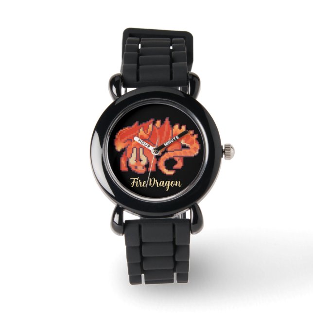 Fire Dragon pixel art Watch (Front)