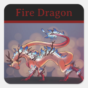 Fire Dragon Square Sticker