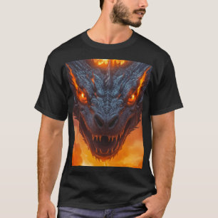 Fire Dragon Under Full Moon Fantasy T-Shirt