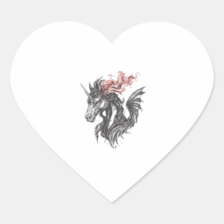 Fire Dragon Unicorn Hybrid (1) Heart Sticker