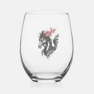 Fire Dragon Unicorn Hybrid (1) Stemless Wine Glass