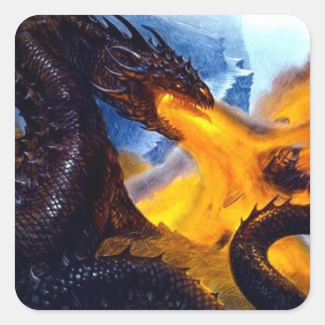 Fire Dragon with Beowulf Square Sticker (Front)