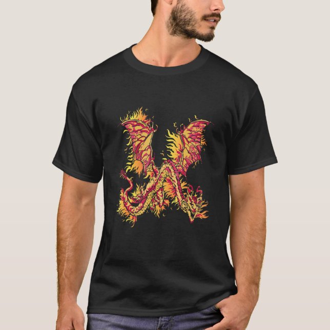 Fire Dragon with dragon fire and fire breathing dr T-Shirt (Front)