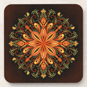 Fire Element Flame Mandala Throw Coaster