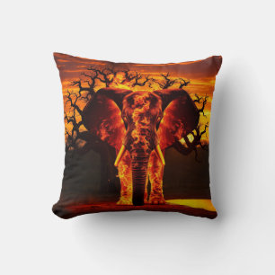 Fire Elephant and reverse calm forrest Cushion