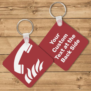 Fire Emergency Phone Safety Sign Key Ring