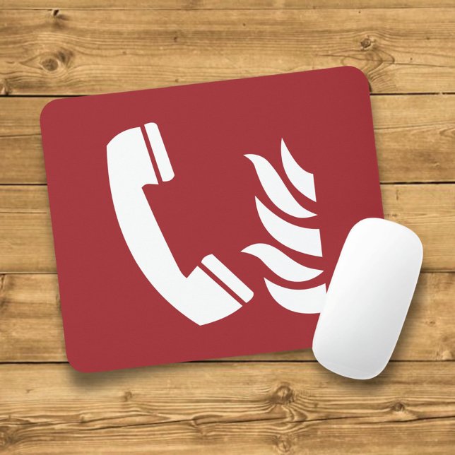 Fire Emergency Phone Safety Sign Mouse Pad (Creator Uploaded)