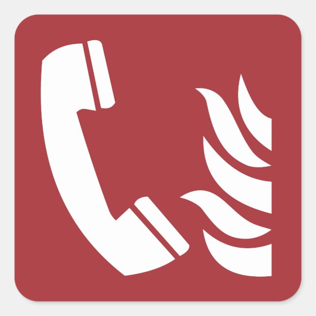 Fire Emergency Phone Safety Sign Square Sticker (Front)