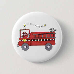 Fire Engine 6 Cm Round Badge