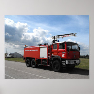 Fire engine at Cherbourg airport Poster