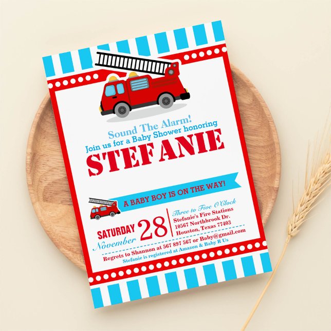 Fire Engine Baby Shower Invitation (Creator Uploaded)