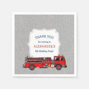 Fire Engine Birthday party decor, firefighter Napkin