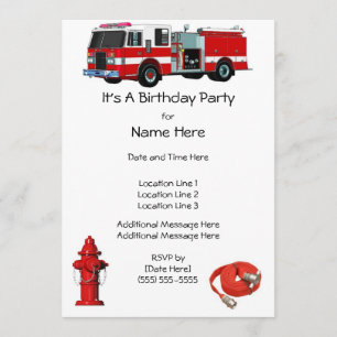 Fire Engine Birthday Party Invites