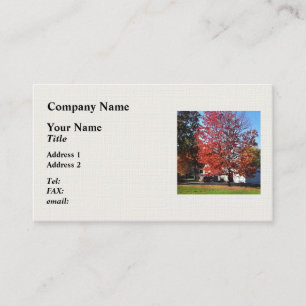 Fire Engine by Fire Station in Autumn Business Card