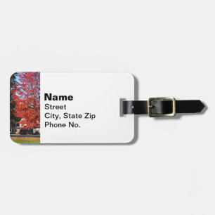 Fire Engine by Fire Station in Autumn Luggage Tag