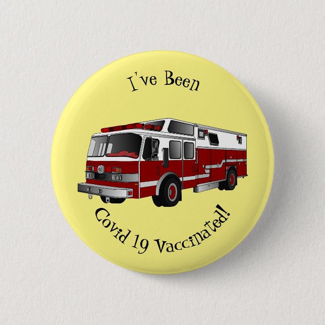Fire engine cartoon illustration 6 cm round badge (Front)